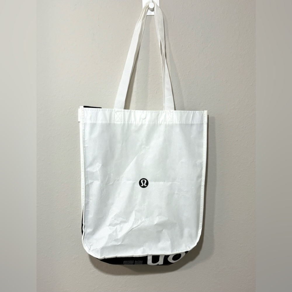Lululemon White & Black Reusable Tote Bag